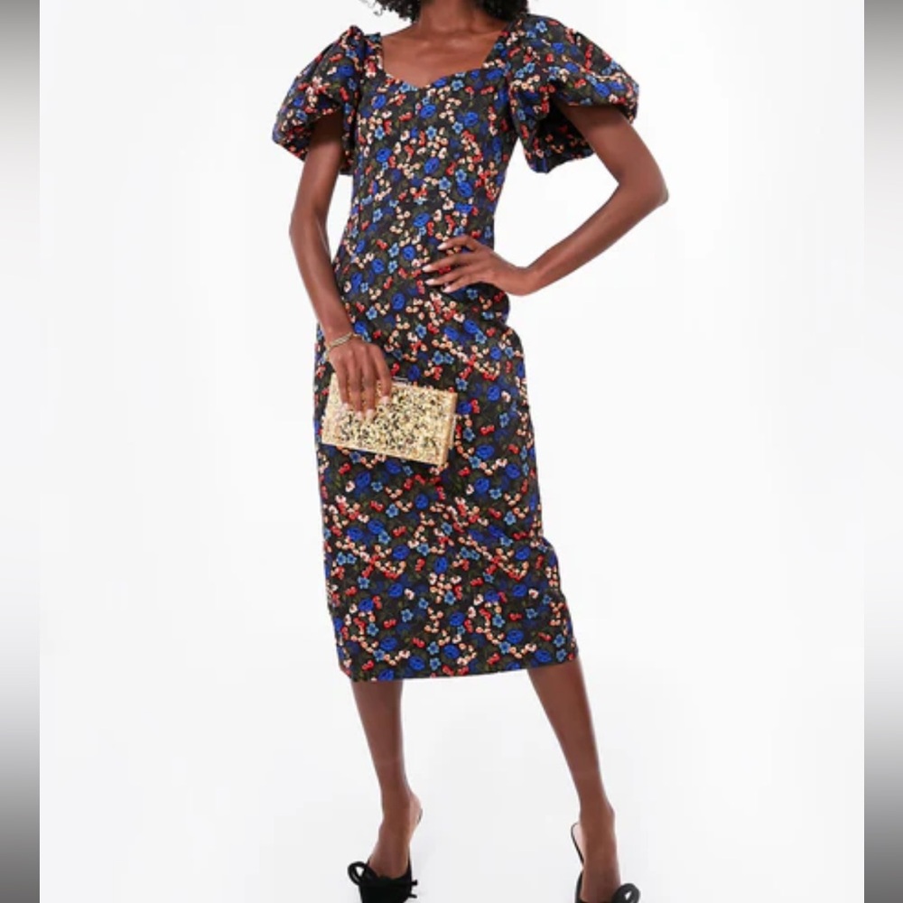 Hunter Bell black floral Colette sheath dress size 8 new with tags